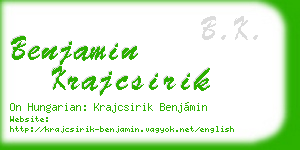 benjamin krajcsirik business card